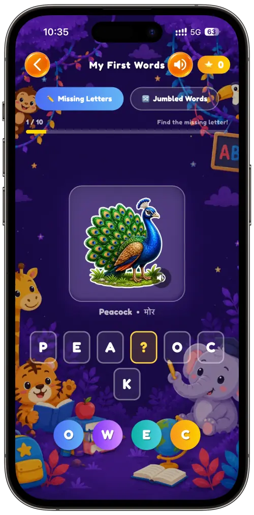 Educational app for kids featuring fun learning exercises